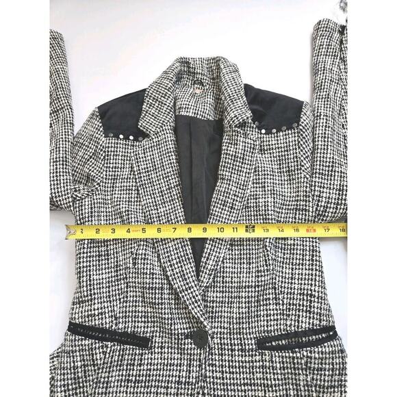 Free People Black and White Houndstooth Rodeo Blazer Size Small Jacket NWOT - Picture 6 of 14